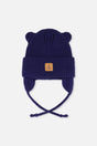 Baby Knit Hat With Strings Navy Blue-0