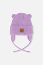 Baby Knit Hat With Strings Lavender-0