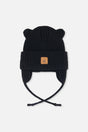 Baby Knit Hat With Strings Black-0
