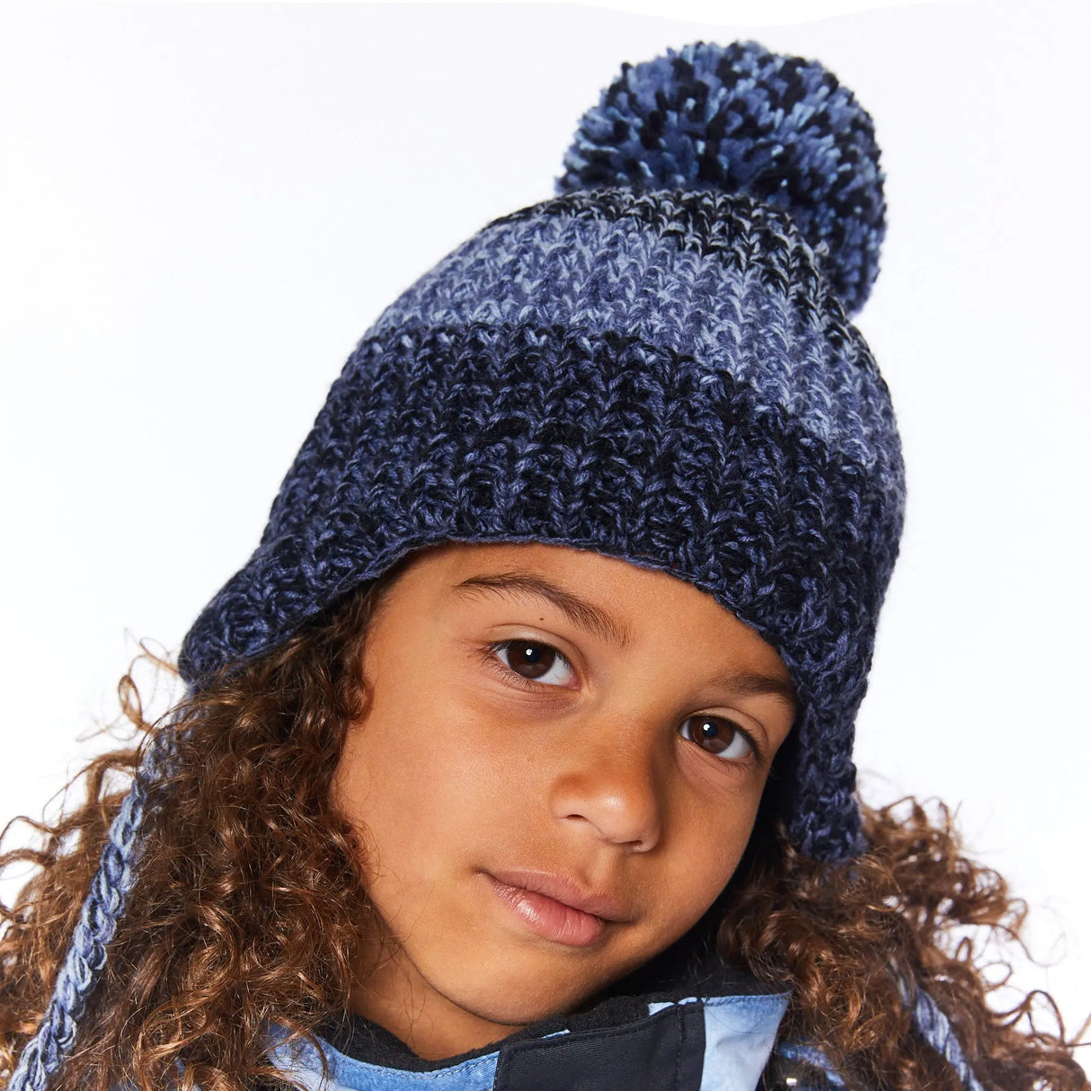 Jacquard Knit Hat Black, Grey And Blue | Deux par Deux | Jenni Kidz