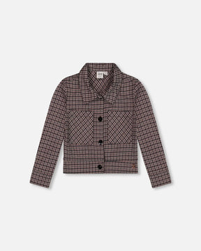 Jacquard Knit Jacket With Houndstooth Pattern | Deux par Deux | Jenni Kidz
