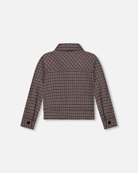 Jacquard Knit Jacket With Houndstooth Pattern | Deux par Deux | Jenni Kidz
