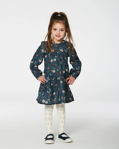 Jacquard Tights Off White With Flowers | Deux par Deux | Jenni Kidz