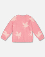 Jacquard Unicorn Sweater Hairy Knit Pink | Deux par Deux | Jenni Kidz