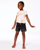 Jean Short With Embroidery Black Jeans | Deux par Deux | Jenni Kidz