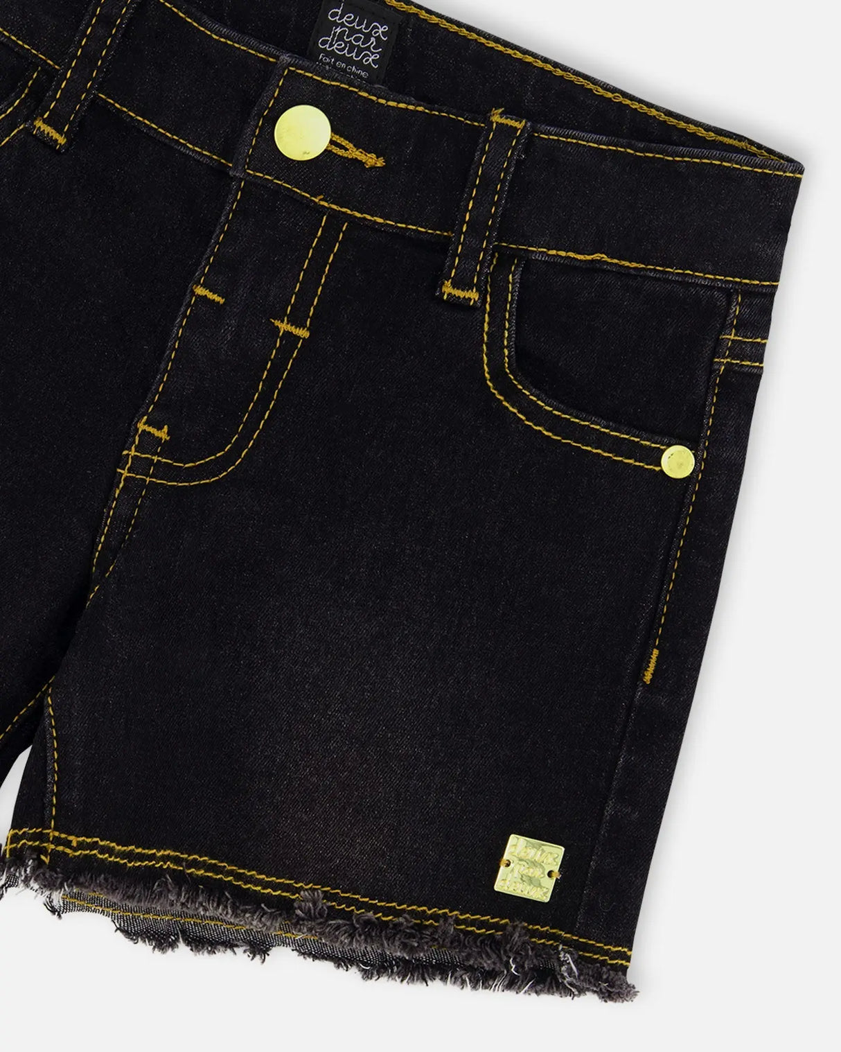 Jean Short With Embroidery Black Jeans | Deux par Deux | Jenni Kidz