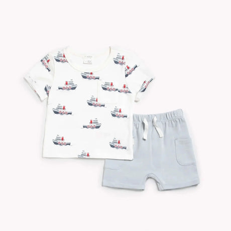 "tugboats at sea" 2-piece outfit set | petit lem