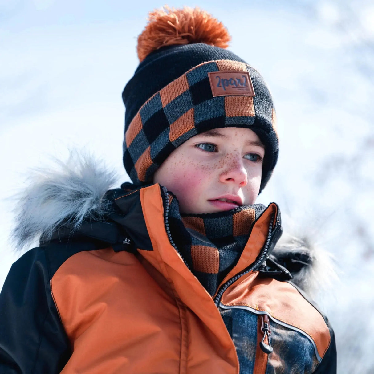 Baby Boys' Knit Necktube With Checked Print | DEUX PAR DEUX - DEUX PAR DEUX