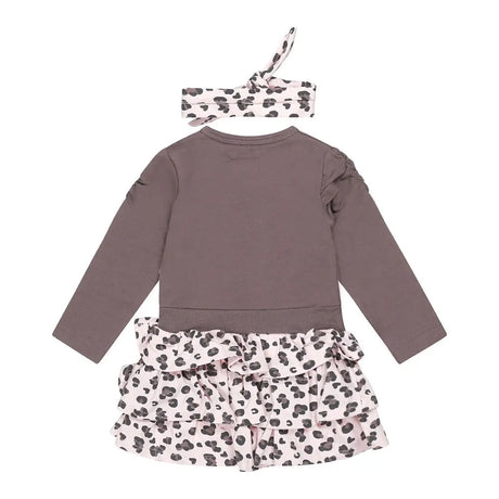 Baby Girls Dress Grey Brown Panter Print | Dirkje - Dirkje