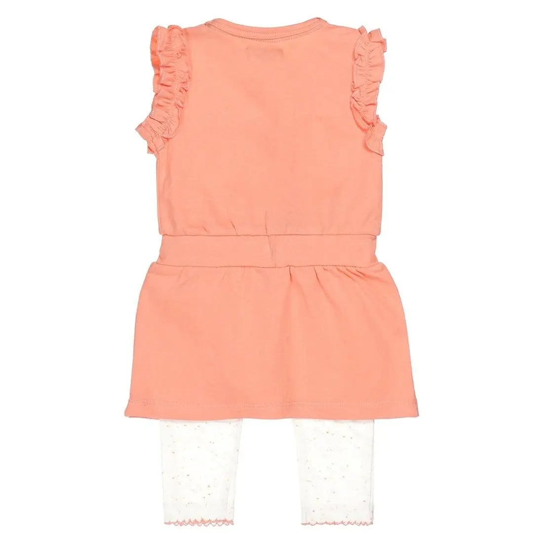 Baby Girls Set Dress Salmon Pink With White Legging | Dirkje - Jenni Kidz