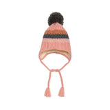 Baby Girls's Striped Earflap Knit Hat Pink And Grey | DEUX PAR DEUX - DEUX PAR DEUX