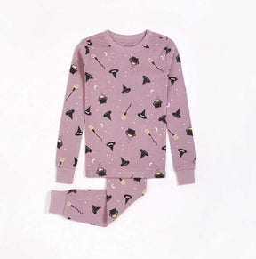 Petit Lem girls Bewitched glow-in-the-dark pajama set in Dusty Mauve with matching pants.