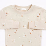 Bouquet Print on Beige Infant Pajama Set | Petit Lem - Jenni Kidz