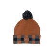 Boys' Knit Hat With Checked Print Brown - Glazed Ginger | DEUX PAR DEUX - DEUX PAR DEUX