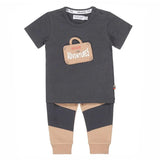 Boys Baby Set T-shirt With Jogging Pant Dark Grey Beige | Dirkje - Jenni Kidz