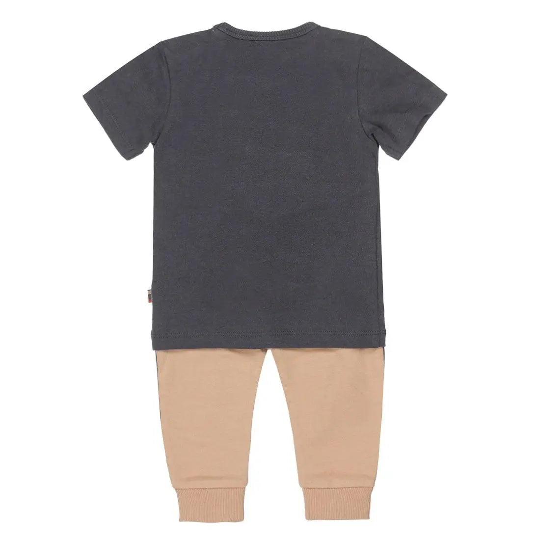 Boys Baby Set T-shirt With Jogging Pant Dark Grey Beige | Dirkje - Jenni Kidz