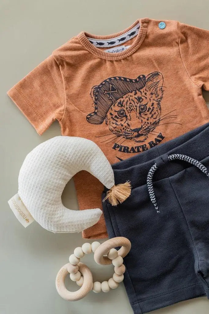 Boys Baby Set T-shirt With Shorts Rust Brown Grey | Dirkje - Jenni Kidz