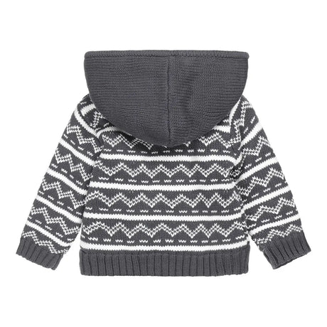 Boys Knitted Cardigan Dark Blue Fake Fur | Dirkje - Dirkje