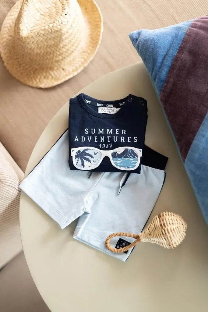 Buy Boys T-shirt Blue With Sunglasses Print, Dirkje online
