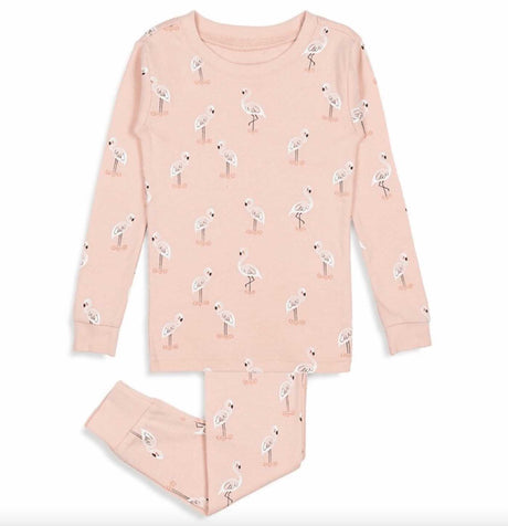 Girl's 2-Piece Flamingo-Print Pyjama Set - Light Pink | Petit Lem - Jenni Kidz