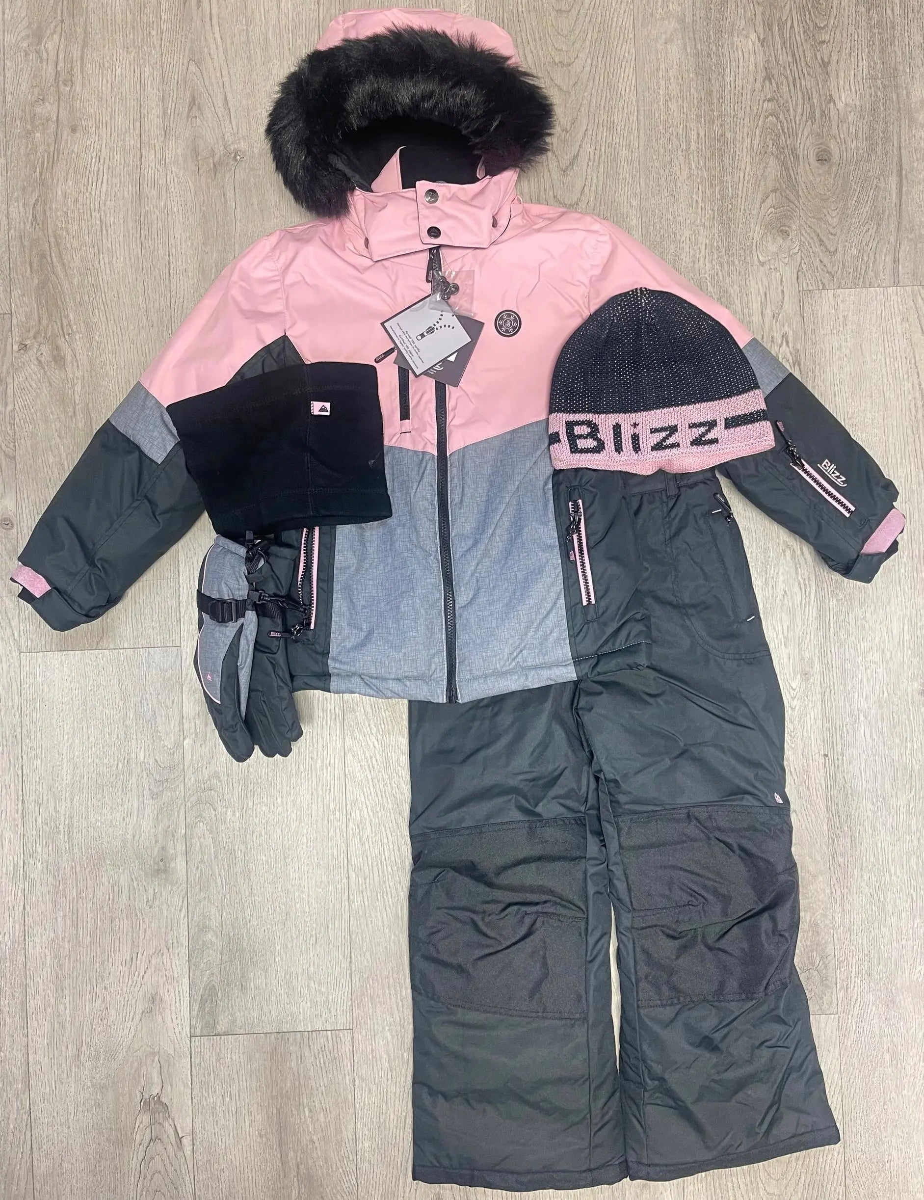 Girls Snowsuit 5 PCS Set Cameo Pink Blizz