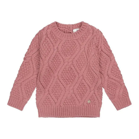 Girls Cable Sweatshirt Dark Old Pink | Koko-Noko - Koko-Noko