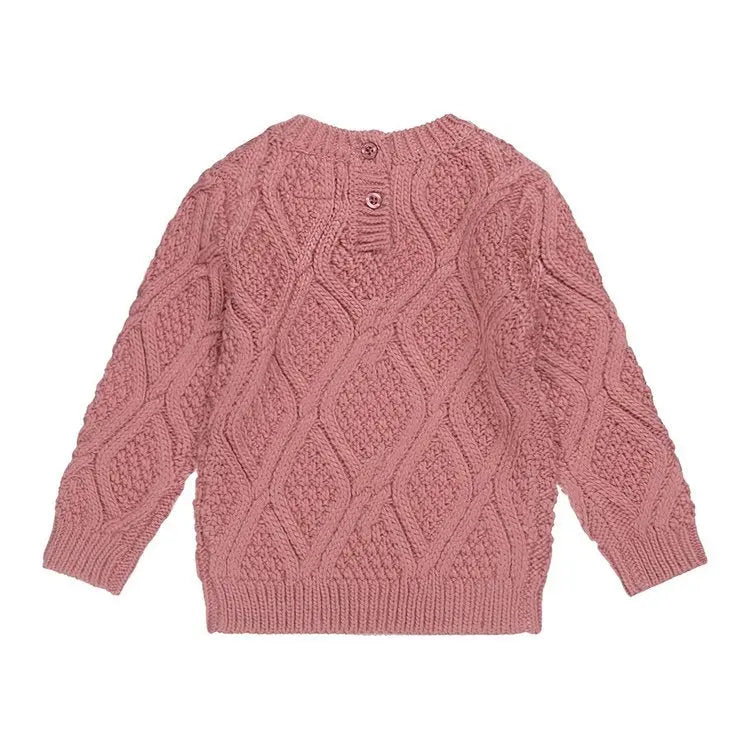 Girls Cable Sweatshirt Dark Old Pink | Koko-Noko - Koko-Noko