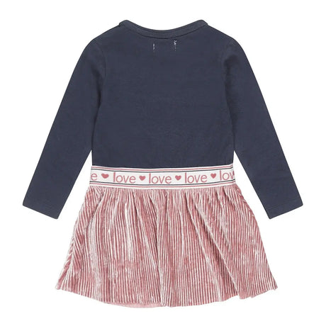 Girls Dress Dark Blue Old Pink | Dirkje - Dirkje