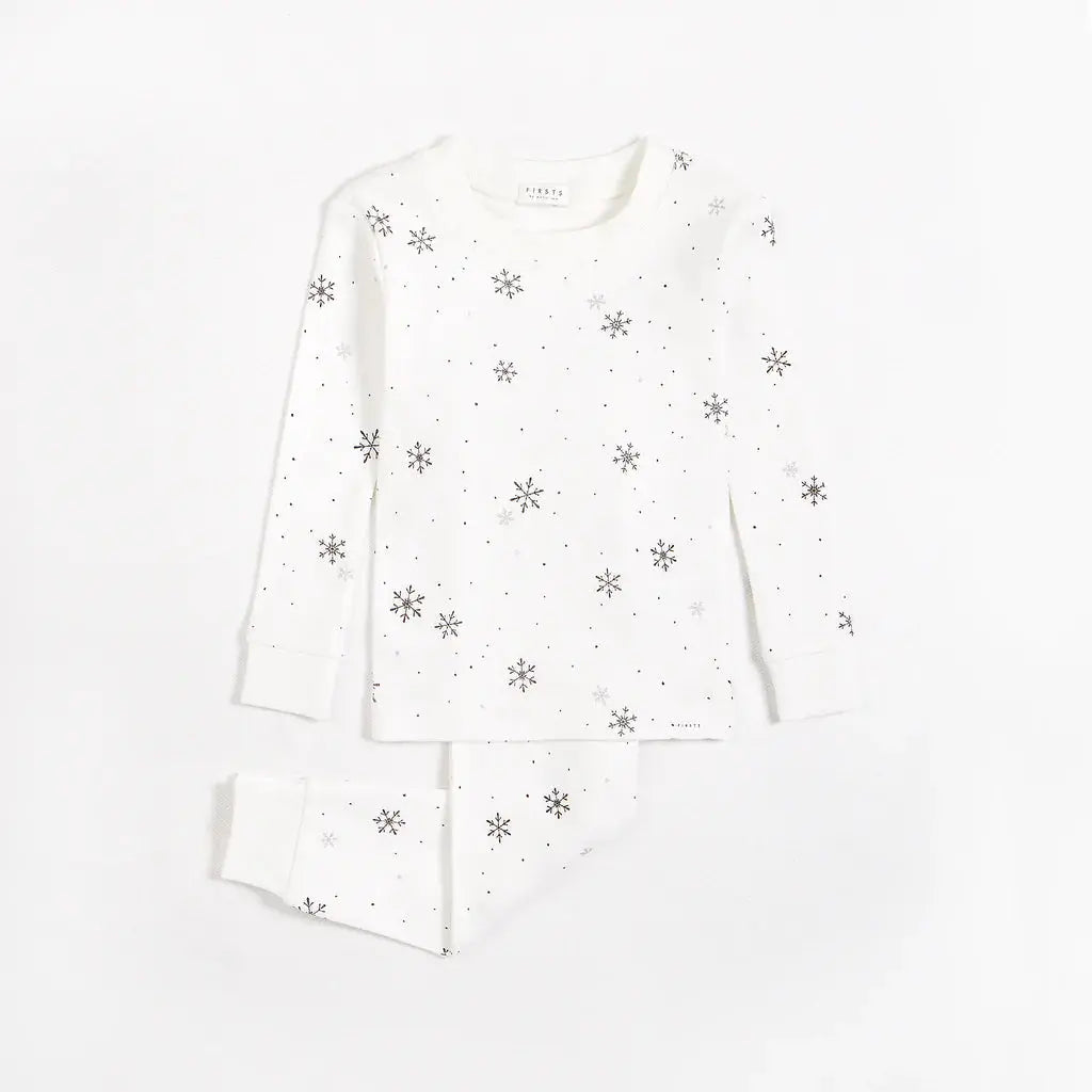 INFANT SNOWFLAKE PRINT Pajama Set - OFF WHITE | Petit Lem - Jenni Kidz