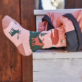 Jacquard Ski Socks Pink, Silver Pink | DEUX PAR DEUX - DEUX PAR DEUX