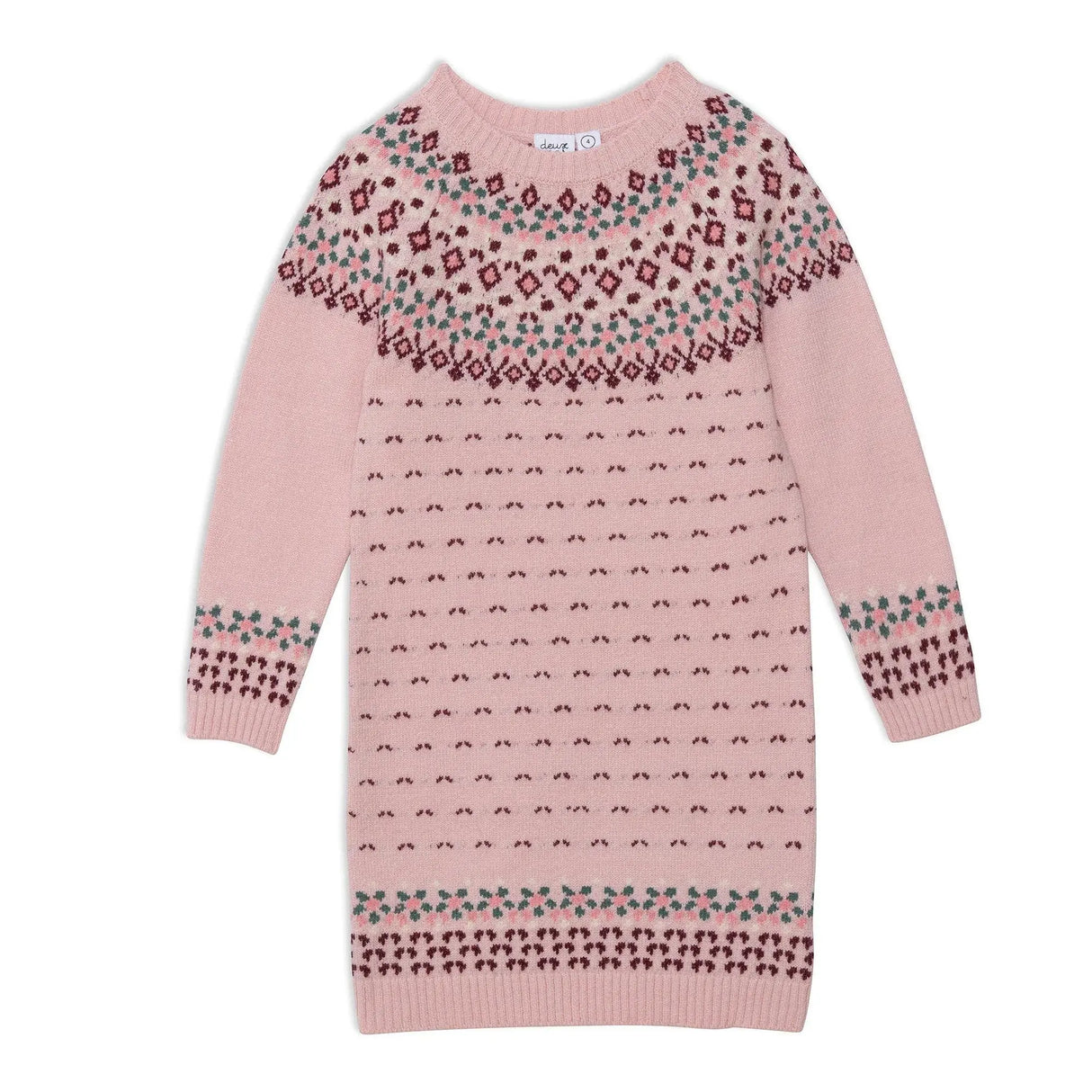 Knitted Long Sleeve Dress Silver Pink And Burgundy | DEUX PAR DEUX - DEUX PAR DEUX