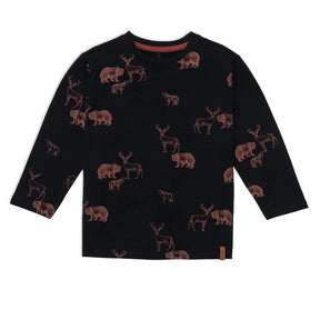 Long Sleeve Jersey Printed Top With Animals | DEUX PAR DEUX - DEUX PAR DEUX