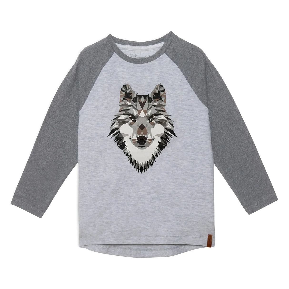 Long Sleeve Raglan Jersey Top With Wolf Print | DEUX PAR DEUX - Jenni Kidz