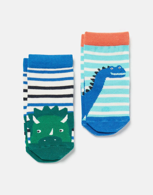 Neat Feet 2 Pack Of Socks Dino Stripe | Joules - Joules