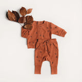 Organic Printed Sweatshirt & Jogger Set in Cinnamon Pinecone | Lovedbaby - Jenni Kidz