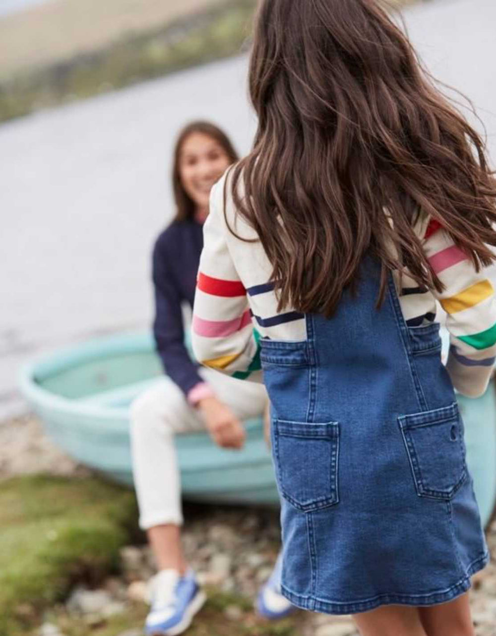 PHOEBE Denim Dungaree Girls Dress | Joules | Jenni Kidz PHOEBE Denim Dungaree Girls Dress | Joules | Jenni Kidz