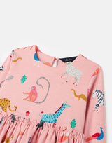 Pink Animals Hampton Long Sleeve Jersey Dress | Joules - Jenni Kidz
