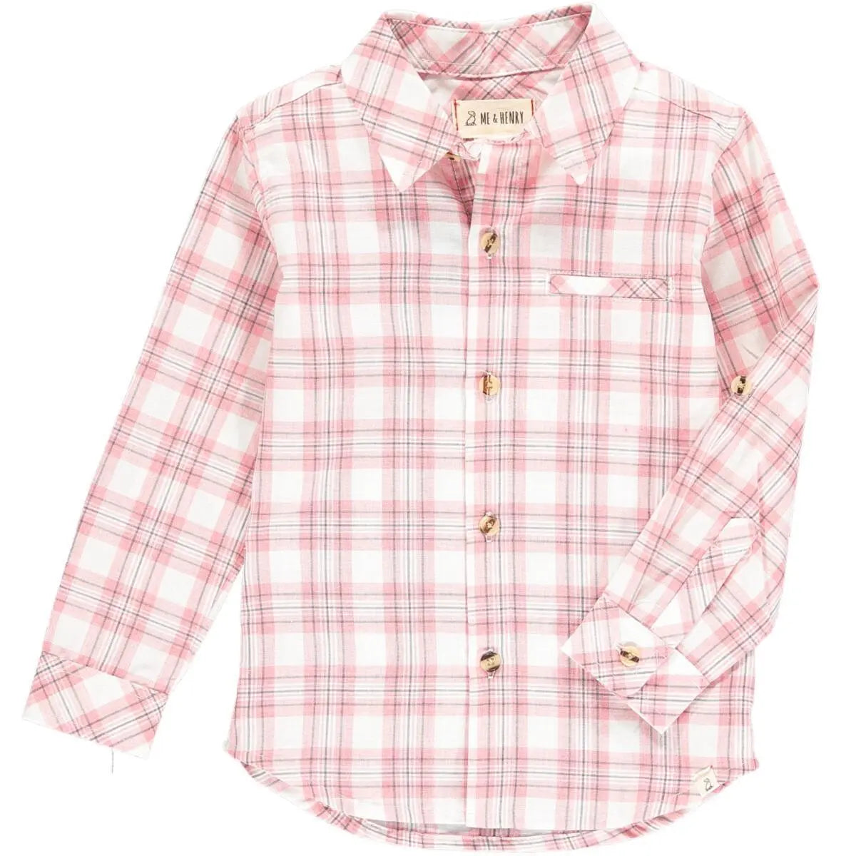 Pink/white plaid woven shirt | Me & Henry - Jenni Kidz