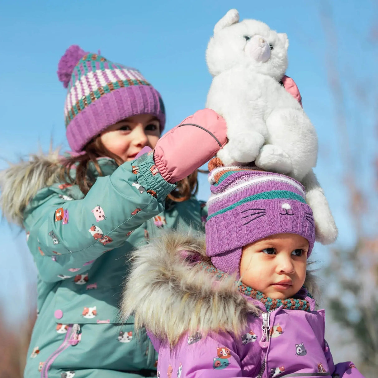 Printed Little Cats One Piece Baby Snowsuit Purple DEUX PAR Jenni Kidz