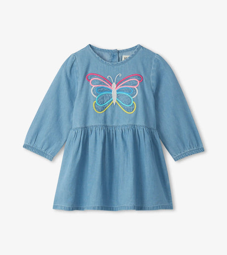 Rainbow Butterfly Denim Baby Puff Sleeve Dress | Hatley - Jenni Kidz