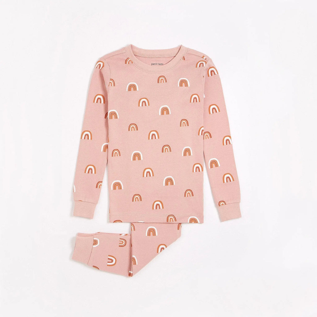 Rainbow Print on Dusty Pink Pajama Set | Petit Lem - Jenni Kidz
