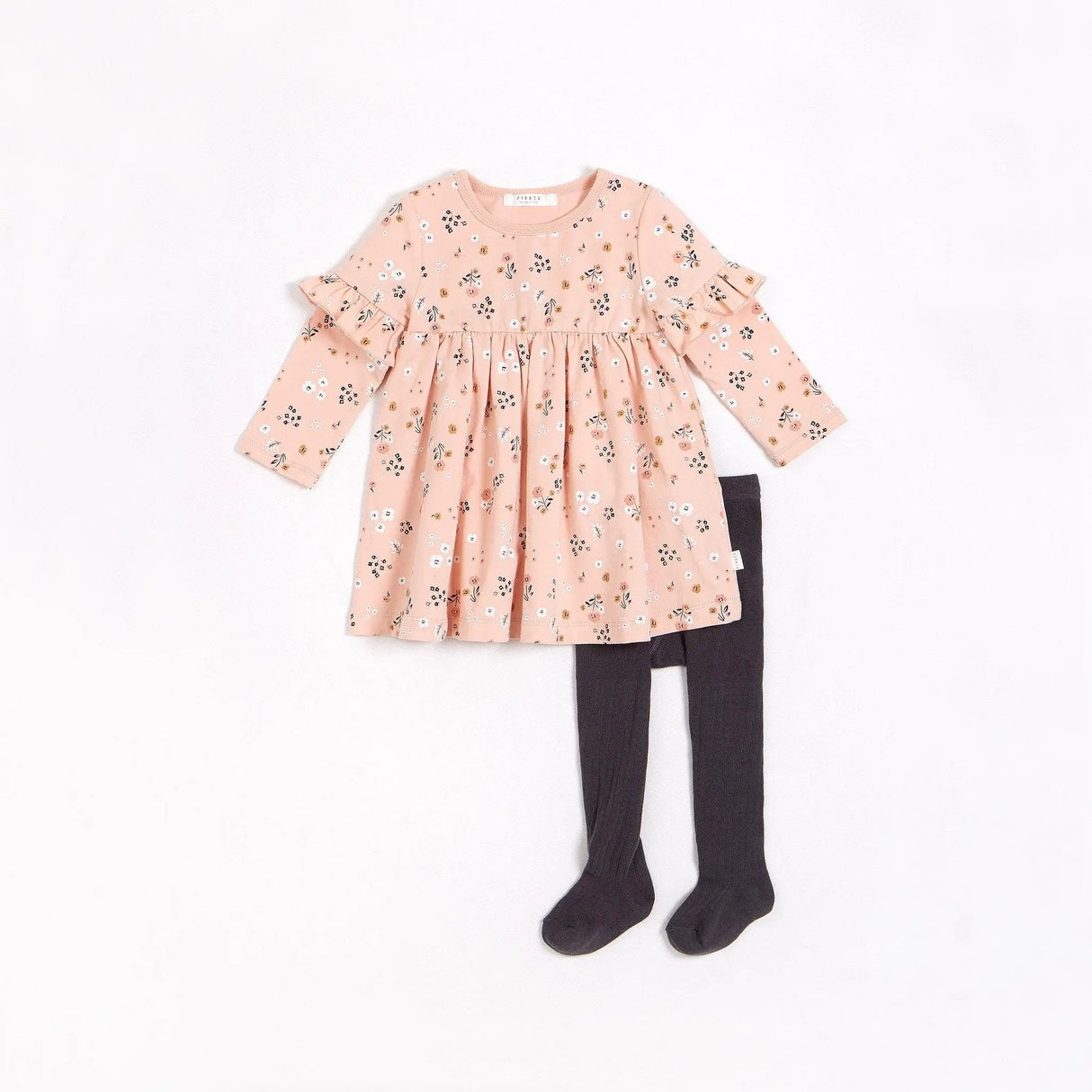 Rose Farmyard Florals Printed Jersey Dress with Tights | Petit Lem - Jenni Kidz
