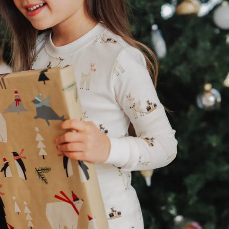 Rudolph And The Reindeer Print Off-White Pyjama Set | Petit Lem - Jenni Kidz