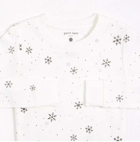 Snowflake Print On Off-White Pyjama Set | Petit Lem - Jenni Kidz