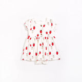 Strawberries Print on Off-White Jersey Peplum Dress | Petit Lem - Petit Lem