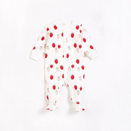 Strawberries Print on Off-White Sleeper | Petit Lem - Petit Lem