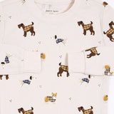 Tartan Hounds Print on Beige Pyjama Set | Petit Lem - Jenni Kidz