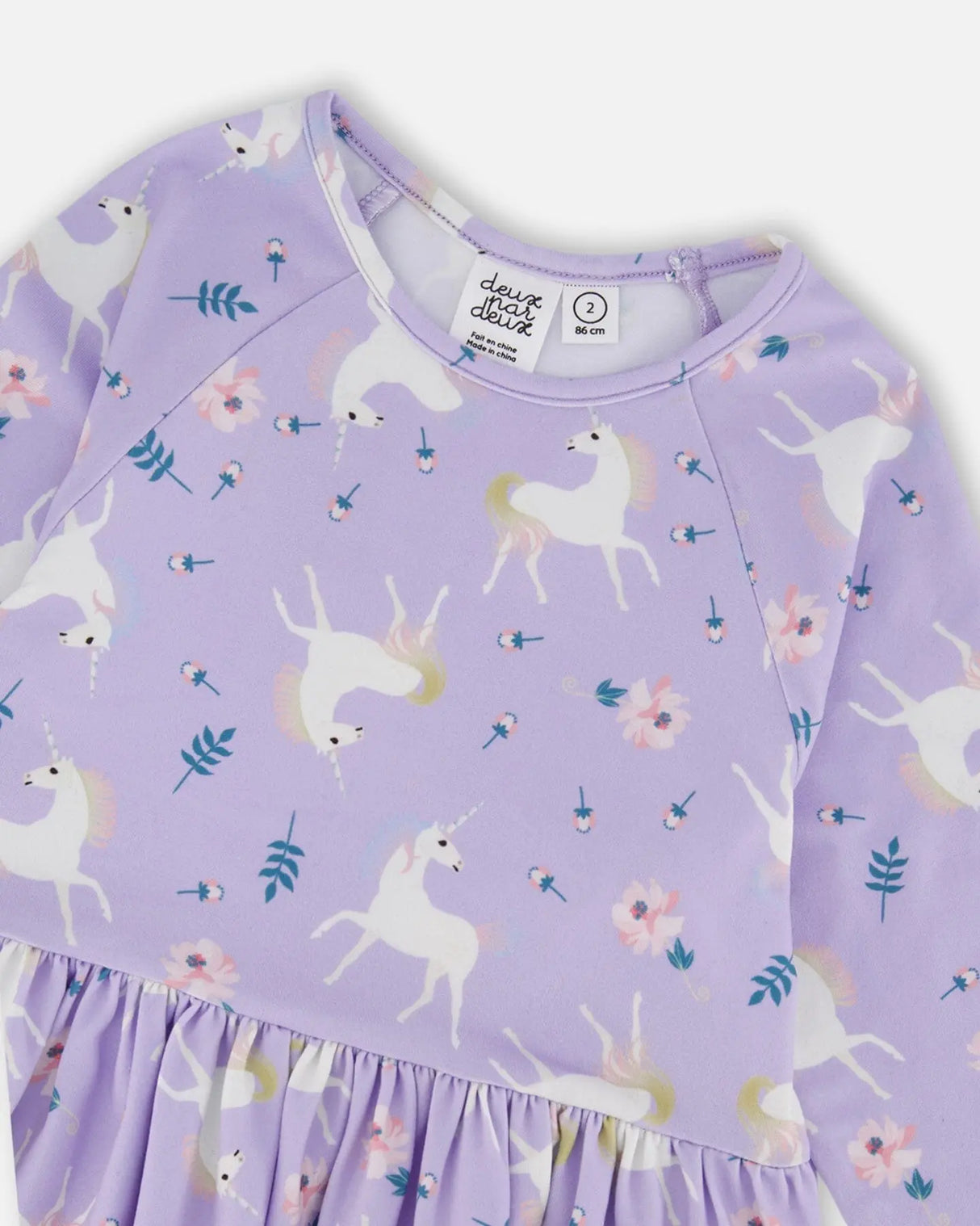 Jersey Dress With Pockets Lilac Unicorn Print | Deux par Deux | Jenni Kidz