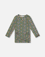 Jersey Tunic Green With Floral Print | Deux par Deux | Jenni Kidz