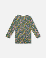 Jersey Tunic Green With Floral Print | Deux par Deux | Jenni Kidz